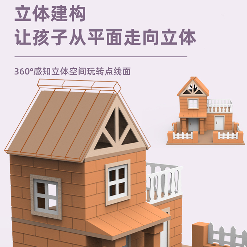 DIY建筑大师泥瓦匠盖房子砌墙砖头玩具儿童手工小屋洋房模型女孩-图2