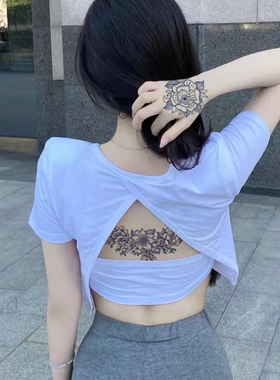 草本植物胸前花朵纹身贴男女防水仿真半永久洗不掉的纹身贴包邮