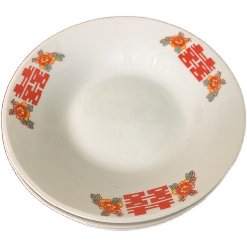 老式家用碗碟 喜字碗 菜碟米饭碗 陶瓷 微波炉可用 防烫餐饮饭碗 - 图3