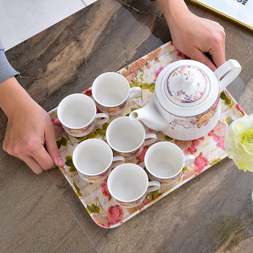 茶壶杯子套装陶瓷客厅水杯托盘水具欧式耐热茶壶茶杯冷凉水壶套装 - 图0