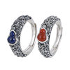 Chun Feng Si Han s925 silver ring simple literary fashion small floral inlaid agate lapis lazuli gourd women's ring