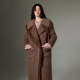 Oversized cashmere wool coat with fringe collar