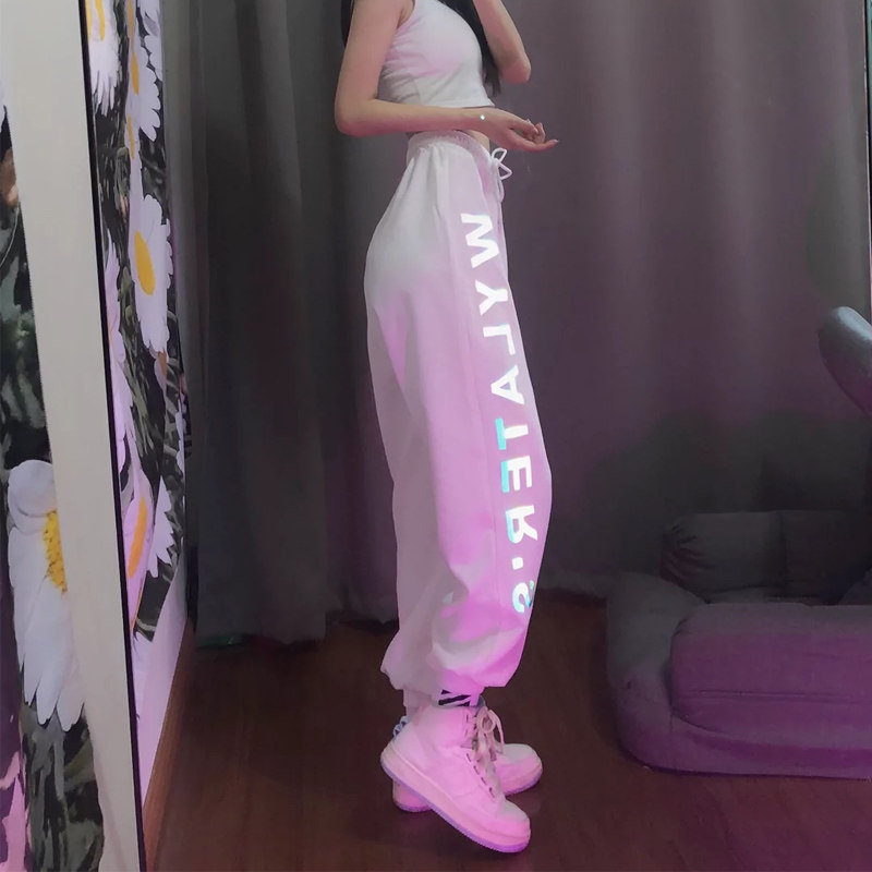 夏季速干jazz白色爵士休闲潮运动裤 猫仕休闲裤