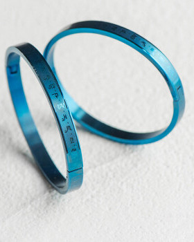 蓝药师咒手镯男女钛钢简约