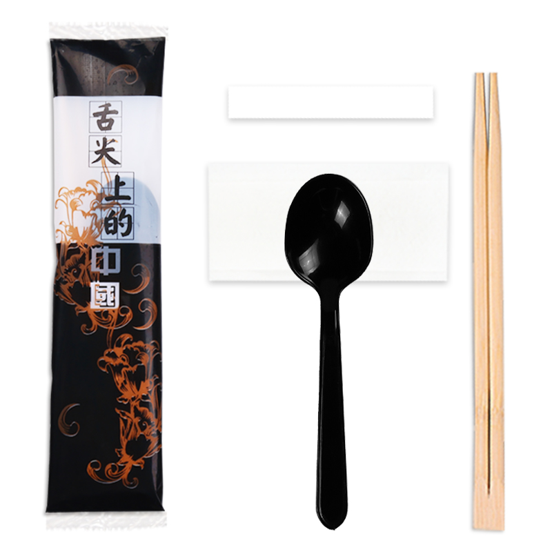 一次性筷子四件套勺子牙签纸巾商用套装外卖打包餐具包四合一定制 - 图3