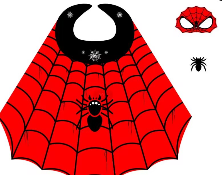 万圣节儿童蜘蛛侠披风面具男孩斗篷英雄装扮幼儿园舞台表演区道具-图1