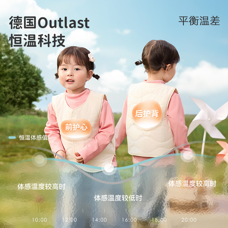 ibaby儿童宇航绒恒温马甲男童女童秋冬幼儿园加绒保暖