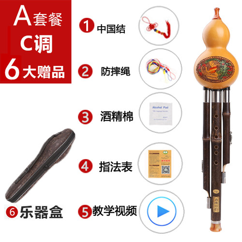 紫竹葫芦丝乐器初学c调降b调入门儿童初学者学生成人乐器胡芦丝 - 图0