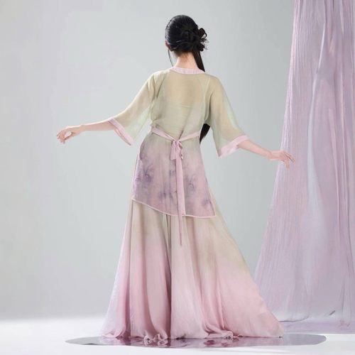 古典舞演出服女飘逸新款国风大摆裙中国民族舞剧目表演艺考练功服 - 图0