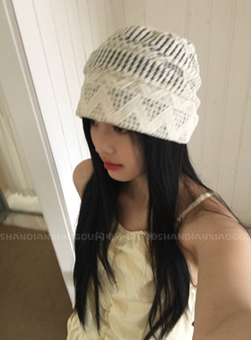 闪电小狗ins缕空薄款透气堆堆帽子女韩版休闲百搭套头帽显脸小