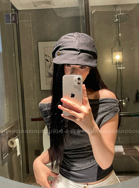 春夏复古纯色棉麻鸭舌前进帽子女显脸小轻薄透气个性贝雷帽报童帽