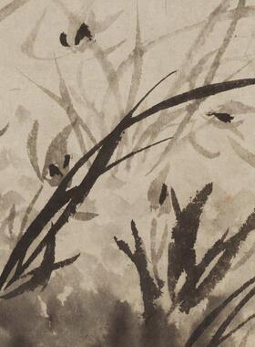 清石涛水墨兰花图古代名家花卉临摹素材长卷装D饰画手卷礼品