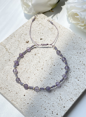 女生天然紫水晶文艺成功上岸手链