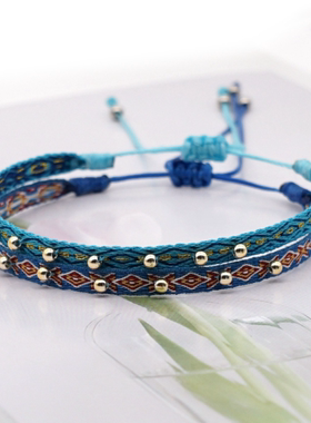 波西米亚小众复古钉珠女手工编织