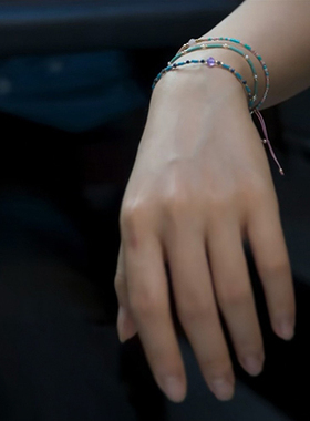 热播开端赵今麦同款简约百搭桃花红纹石小手链闺蜜女生友谊礼物