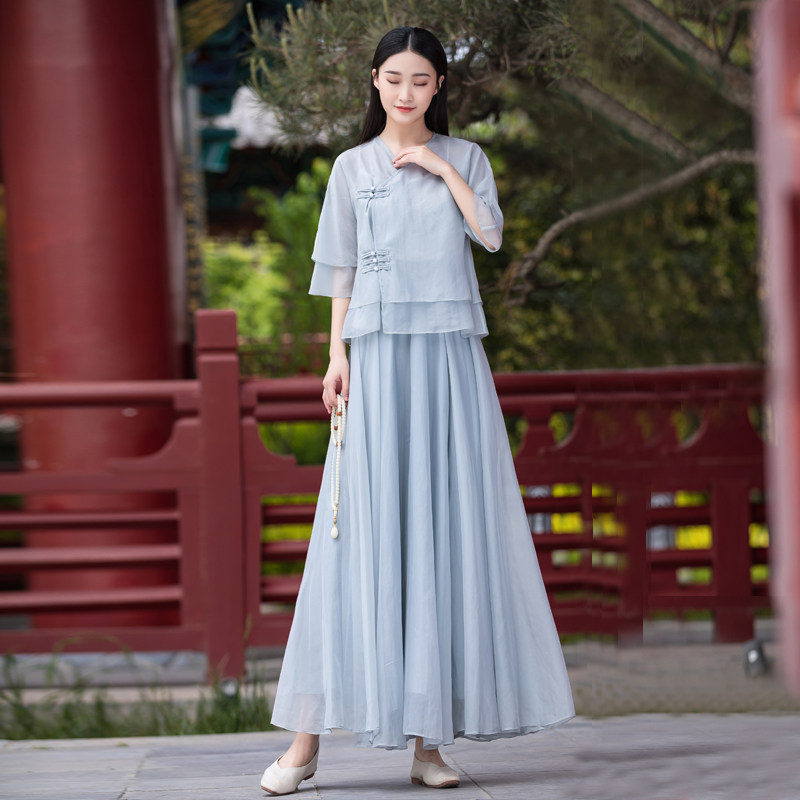 改良版复古汉服夏季新款旗袍连衣裙 森莲连衣裙