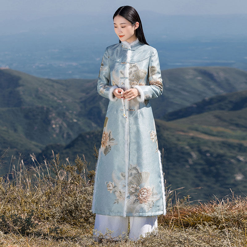 秋冬禅意中国风唐装汉服改良版旗袍 森莲上衣