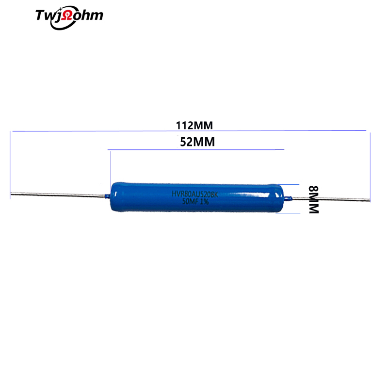 HVR80AU5208蓝色玻璃釉膜5W20K10M2M100M50K50MF1%无感高压电阻器 - 图0