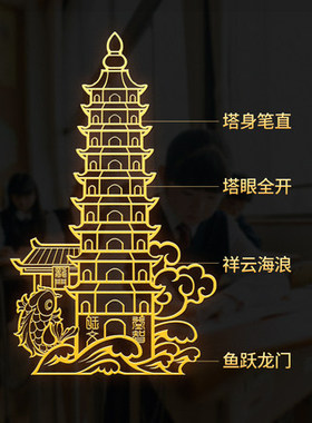 文昌塔隐形门贴手机贴九层十三