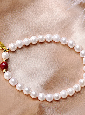 高含量帝王紫金砂转运珠手链帝王红砂朱砂痣手串珍珠设计小众钟爱