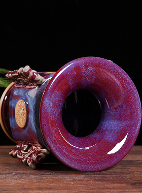 钧瓷如意尊工艺品摆件家居客厅玄关瓷器陶瓷中式花瓶摆件