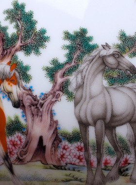 陶瓷粉彩描金福筒百鹿尊景德镇中式瓷器家居摆件客厅装饰工艺品