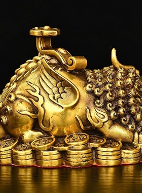 2023新款黄铜百财如意貔貅摆件 家居装饰创意礼品工艺品 一件代发