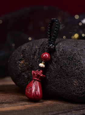 网红电商爆款高含量朱砂福财钱袋钥匙扣 紫金砂钱袋子挂件