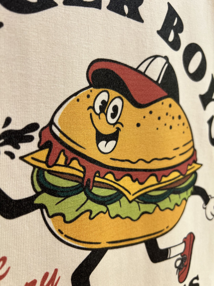 美式复古 vintage 可爱汉堡趣味 拼色插肩纯棉重磅男女情侣T恤,淘宝优惠券,粉丝福利购,淘宝优惠卷