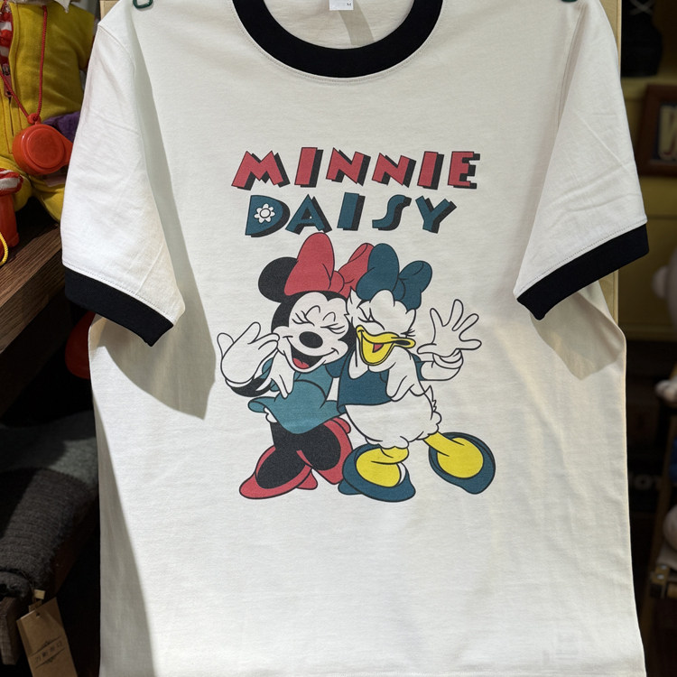 美式复古 vintage 卡通趣味米妮唐老鸭  拼色纯棉重磅男女情侣T恤,淘宝优惠券,粉丝福利购,淘宝优惠卷
