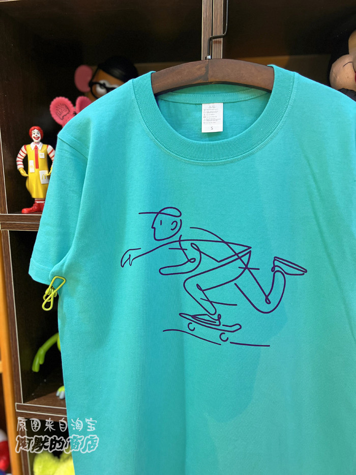 美式复古 vintage 滑板线条小人 220克小领口纯棉休闲男女情侣T恤,淘宝优惠券,粉丝福利购,淘宝优惠卷