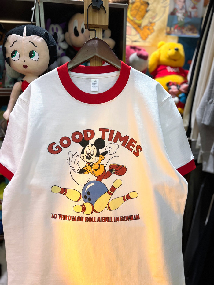 美式复古 vintage 卡通趣味米老鼠 拼色265克纯棉重磅男女情侣T恤,淘宝优惠券,粉丝福利购,淘宝优惠卷