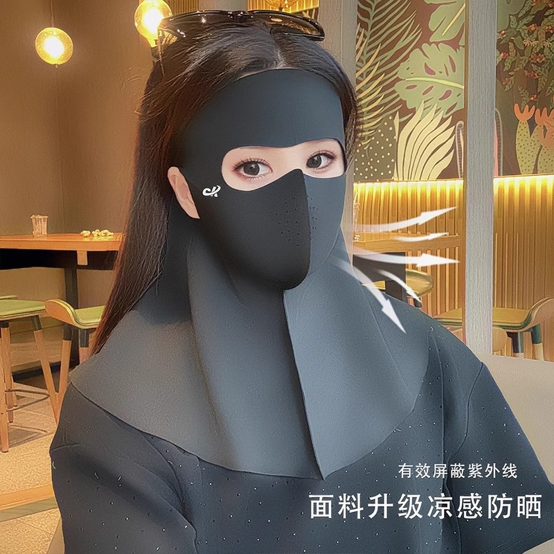 防晒面罩口罩女立体高颜值夏季2025新款防紫外线遮全脸护颈脸基尼 - 图1