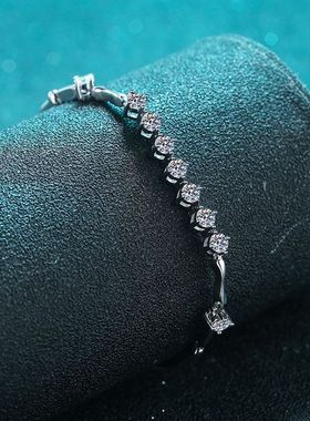 PT950铂金送调节骨肉相连2025风轻莫桑石奢可女手饰手链清凉新款