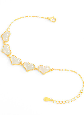 天然和田玉羊脂色白玉S925银手链