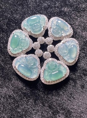 白冰种玉佛吊坠弥勒笑佛挂件