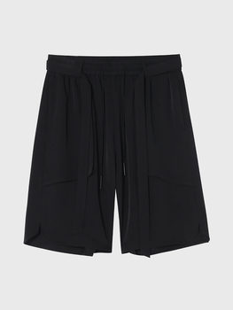 Summer ice silk suit shorts men's summer ບາງ beach pants trendy brandy loose and versatile casual pants
