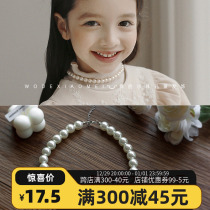 Children Pearl Necklace Girl Princess Girl Princess Baby Neck Chain Jewellery Sweet And Cute Little Girl Item Ring Lock Bone Chain Ornament