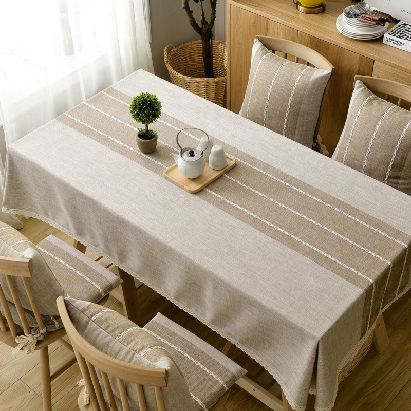 日式餐桌布艺棉麻台布电视柜盖巾现代简约长方形北欧书桌茶几盖布
