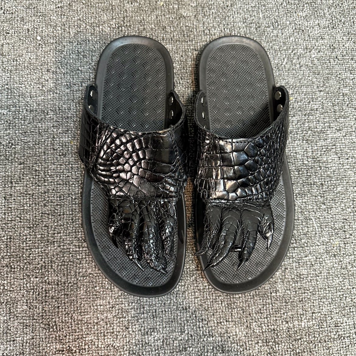 鳄鱼皮人字拖鞋带爪招财真皮凉鞋稀有皮沙滩鞋拖鞋时尚休闲男鞋,淘宝优惠券,粉丝福利购,淘宝优惠卷