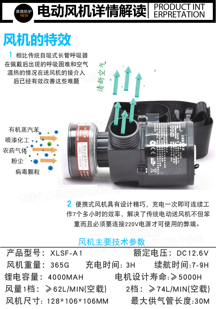 单人电动送风呼吸器 工业粉尘 打磨电焊装修透气劳保面罩 充电款 - 图1