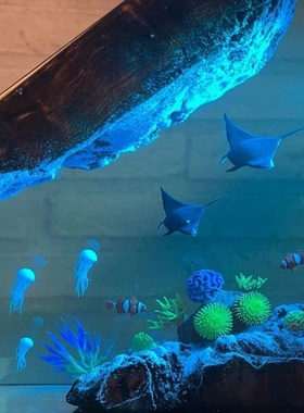 魔鬼鱼和水母树脂台灯创意艺术装饰灯海底主题夜灯送家人的礼物