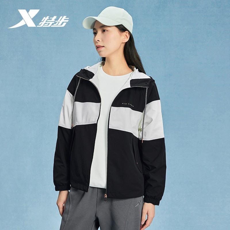 特步运动外套女2025春季新款防风双层风衣连帽女夹克976128120286,淘宝优惠券,粉丝福利购,淘宝优惠卷