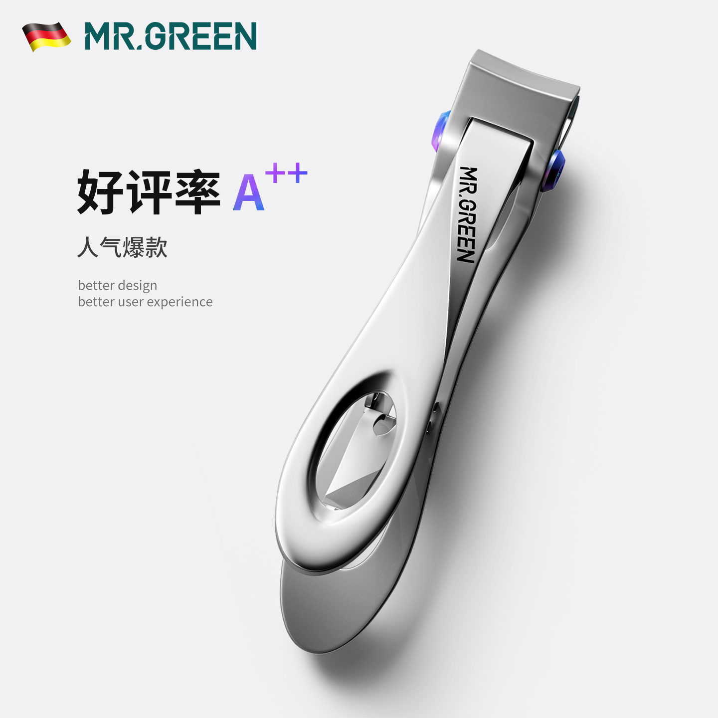 德国MR.GREEN指甲刀格林先生指甲剪钳修套装高端高级厚脚趾大开口 - 图2