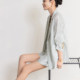 Mint Green Suit Sunscreen Shirt ແມ່ຍິງ Linen Tencel ສັ້ນ