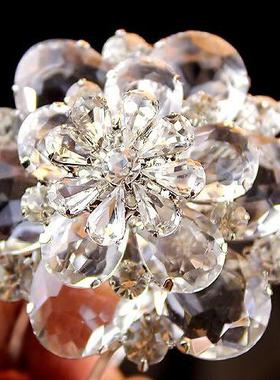 日韩版夸张水晶宝石开口手镯女奢华超闪满钻水滴花型手链百搭饰品