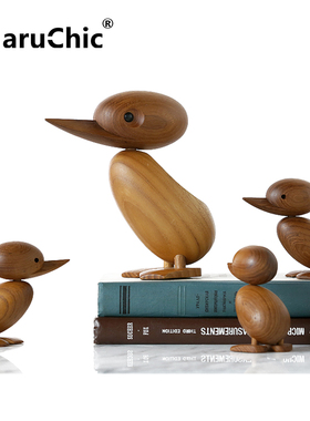 MaruChic创意设计师摆件 wooden duck and ducking木鸭子装饰品
