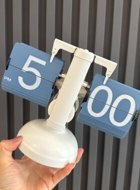 复古小天平自动翻页钟表欧式客厅桌面座钟工艺品摆件时钟