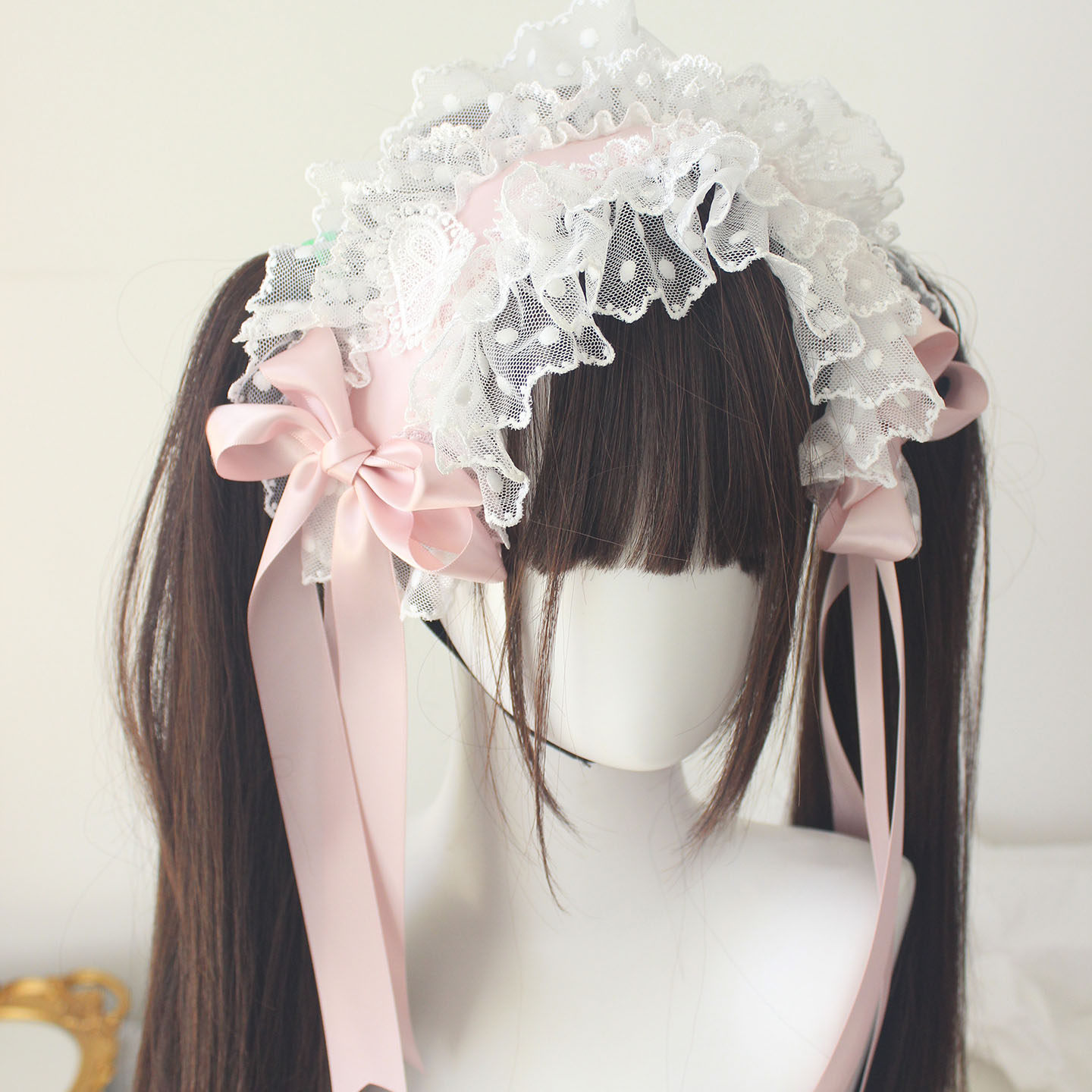 原创多色芭蕾风发带波点蕾丝丝缎芭蕾lolita小物发饰洛丽塔头饰 - 图2