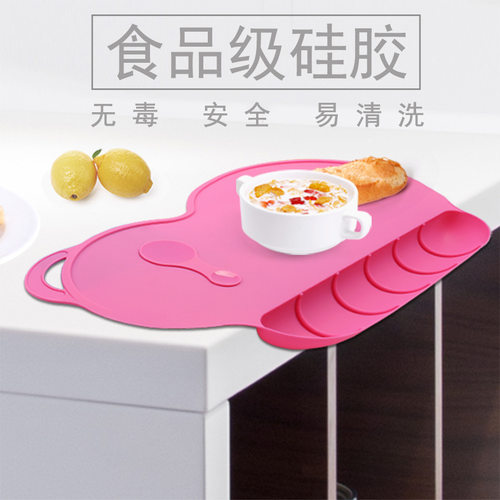 食品级硅胶餐垫 宝宝婴幼儿童便携式餐垫防水防滑大号加厚一体垫 - 图2
